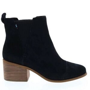 Toms Esme Black Suede Chelsea Ankle Boots
